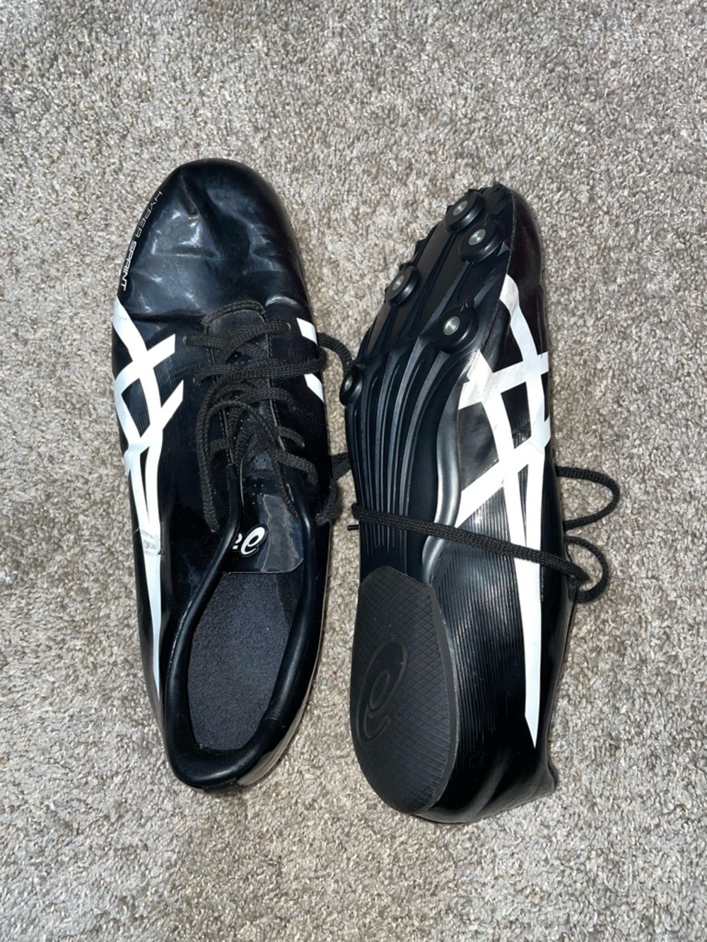 ASICS Black & White HyperSprint Track Spikes men’s size 10